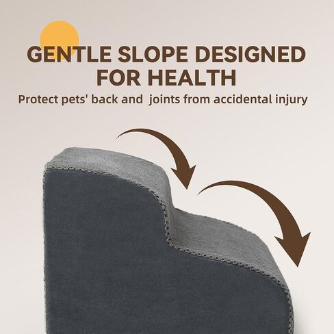 High-Density Foam Dog Stairs for Small Dogs, 2-Step Pet Stairs with Washable Cover, Indoor Dog Ramp for Couch and Bed, Non-Slip Bottom Pet Steps for Old Cats and Injured Puppy- Up to 12'' in Saudi Arabia