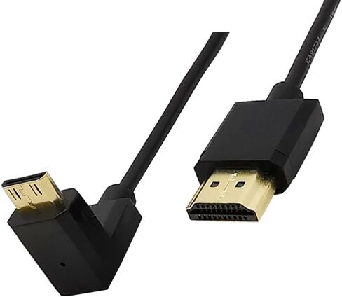 4ft HDMI 4K Coiled Cable, 90 Degree Left Angle Mini HDMI Male to HDMI Male Adapter Spiral Cable, HD HDMI 2.0 Version High Speed Spring Cord, 4K @60HZ (Left Mini HDMI to HDMI) in Saudi Arabia