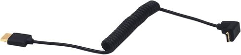 4ft HDMI 4K Coiled Cable, 90 Degree Left Angle Mini HDMI Male to HDMI Male Adapter Spiral Cable, HD HDMI 2.0 Version High Speed Spring Cord, 4K @60HZ (Left Mini HDMI to HDMI) in Saudi Arabia