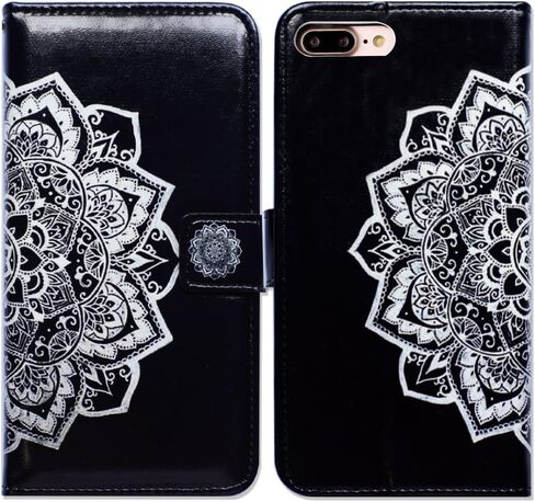 Bcov Case for iPhone 8 Plus/iPhone 7 Plus,iPhone 7 Wallet Case, Gorgeous Colours Circle Mandala Leather Flip Case Wallet Cover with Card Slot Holder Kickstand for iPhone 8+/7+ in Kuwait