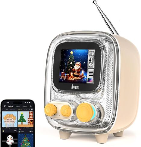 Divoom Tiivoo-2 Retro Bluetooth Speaker with FM Radio,Pixel Art Portable Mini Cute Wireless Small Speaker,Vintage Decor Suitble for Party Office Desk Home Bedroom Kitchen,Pink in Kuwait