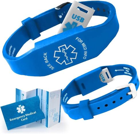 Elite II USB Medical Bracelet: Hypoallergenic Silicone Wristband 2GB USB Waterproof Flash Drive Emergency Medical Card. Complimentary Access PHR (Personal Health Record) in Saudi Arabia