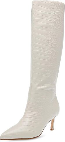 Steve Madden Women's Lavan Knee High Boot, Cream Leather, 7.5 in Saudi Arabia