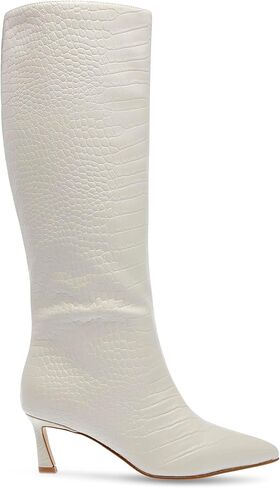 Steve Madden Women's Lavan Knee High Boot, Cream Leather, 7.5 in Saudi Arabia