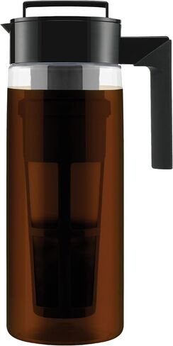 Takeya Glass Cold Brew Coffee Maker for Iced Coffee, Airtight Pitcher, Premium Quality, 1 Quart, Black Lid and Handle in Saudi Arabia