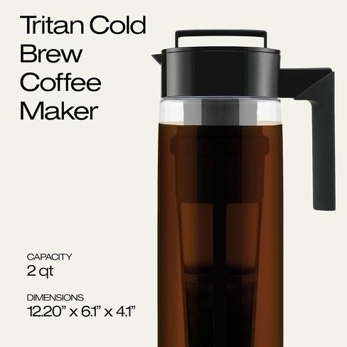 Takeya Glass Cold Brew Coffee Maker for Iced Coffee, Airtight Pitcher, Premium Quality, 1 Quart, Black Lid and Handle in Saudi Arabia