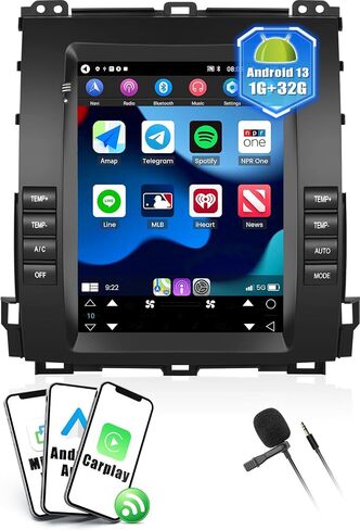 UNITOPSCI 1G+32G Android 13 Car Stereo for Toyota Prado/Lexus GX470 2002-2009 Wireless CarPlay Android Auto 9.7" Vertical Touchscreen HiFi Bluetooth GPS Navigation WiFi FM/RDS SWC + Backup Camera Mic in Saudi Arabia