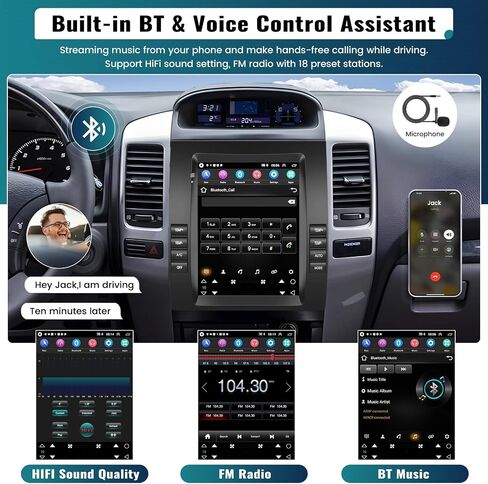 UNITOPSCI 1G+32G Android 13 Car Stereo for Toyota Prado/Lexus GX470 2002-2009 Wireless CarPlay Android Auto 9.7" Vertical Touchscreen HiFi Bluetooth GPS Navigation WiFi FM/RDS SWC + Backup Camera Mic in Saudi Arabia