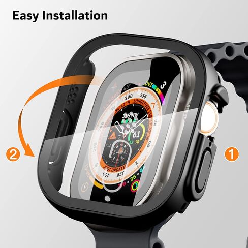 PZOZ (2 Pack) iWatch Case Compatible for Apple Watch Series Ultra 49mm Hard Case with Tempered Glass Screen Protector, Slim Hard PC Cover, Thin Bumper Full Coverage Accessories (Black) in Saudi Arabia