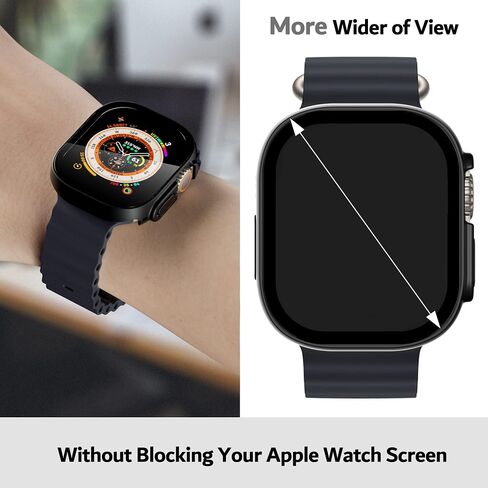 PZOZ (2 Pack) iWatch Case Compatible for Apple Watch Series Ultra 49mm Hard Case with Tempered Glass Screen Protector, Slim Hard PC Cover, Thin Bumper Full Coverage Accessories (Black) in Saudi Arabia