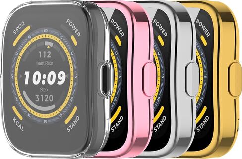 Chofit Compatible with Amazfit Bip 5 Screen Protector Overall Protective Case Flexible TPU HD Ultra-Thin Cover for Amazfit Bip 5 Case Smartwatch Accessories (Black&Black) in Kuwait
