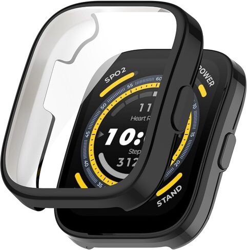 Chofit Compatible with Amazfit Bip 5 Screen Protector Overall Protective Case Flexible TPU HD Ultra-Thin Cover for Amazfit Bip 5 Case Smartwatch Accessories (Black&Black) in Kuwait