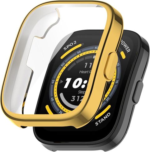 Chofit Compatible with Amazfit Bip 5 Screen Protector Overall Protective Case Flexible TPU HD Ultra-Thin Cover for Amazfit Bip 5 Case Smartwatch Accessories (Black&Black) in Kuwait
