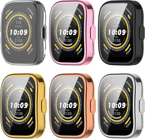 Chofit Compatible with Amazfit Bip 5 Screen Protector Overall Protective Case Flexible TPU HD Ultra-Thin Cover for Amazfit Bip 5 Case Smartwatch Accessories (Black&Black) in Kuwait