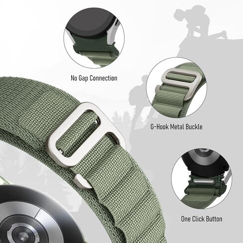 One Click No Gap Alpine Loop Band for Samsung Galaxy Watch 7 6 4 5 FE Band 40mm 44mm/Galaxy Watch 6 4 Classic Bands 47mm 43mm 42mm 46mm/5 Pro Band 45mm,Rugged Nylon Sport Strap Wristband Men,3 Pack in Saudi Arabia
