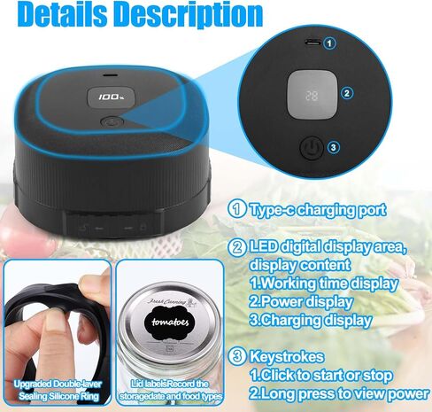 ماسون جرة فراغ السدادة، 3 في 1 آلة ختم فراغ مع الفم وأغطية ماسون العادية، مجموعة ماسون جرة فراغ السدادة لبرطمانات تعليب ميسون متوافقة مع توفير الطعام in Kuwait