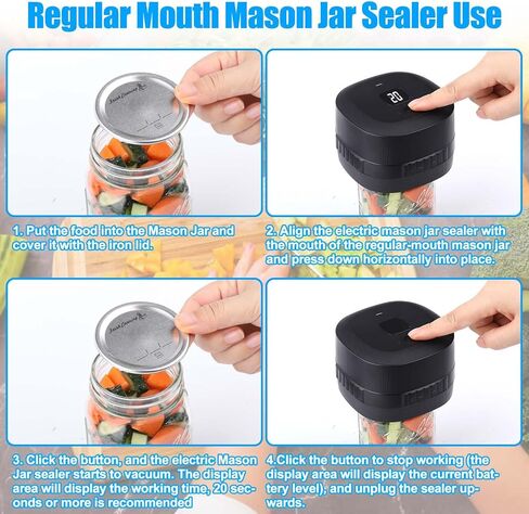 ماسون جرة فراغ السدادة، 3 في 1 آلة ختم فراغ مع الفم وأغطية ماسون العادية، مجموعة ماسون جرة فراغ السدادة لبرطمانات تعليب ميسون متوافقة مع توفير الطعام in Kuwait