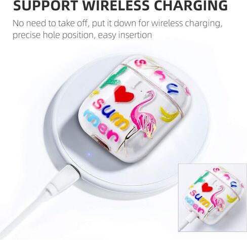 Compatible with Case Apple Airpods 1st / 2Nd, Cute Patterns Hard PC Custom Designer Case Clear Shockproof [Front LED Visible ] Anti-Fall Full Protector, Cherry in Saudi Arabia