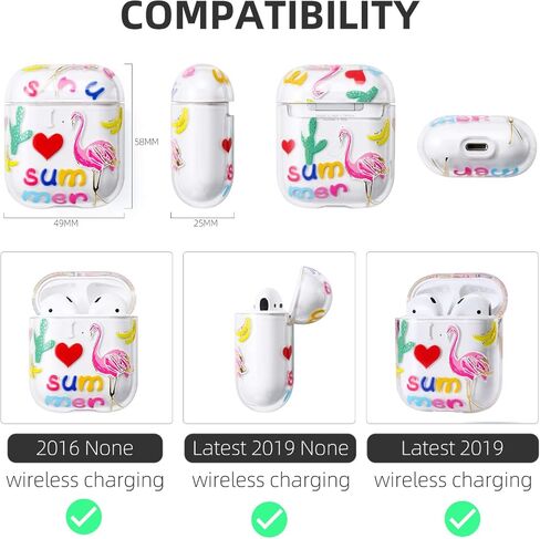 Compatible with Case Apple Airpods 1st / 2Nd, Cute Patterns Hard PC Custom Designer Case Clear Shockproof [Front LED Visible ] Anti-Fall Full Protector, Cherry in Saudi Arabia