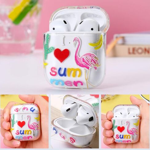 Compatible with Case Apple Airpods 1st / 2Nd, Cute Patterns Hard PC Custom Designer Case Clear Shockproof [Front LED Visible ] Anti-Fall Full Protector, Cherry in Saudi Arabia