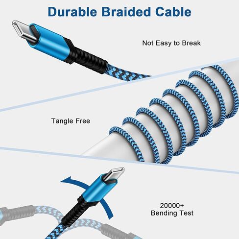 كابل شاحن USB طويل من النوع C بطول 10 أقدام، 3 حزم 3.1 أمبير مضفر USB A إلى USB C سلك شاحن Android شحن سريع لهاتف Samsung Galaxy A15/A55/A54/A35/S24 Ultra/S23/S22/S21/S20/S10 Plus/iPhone 15/ 15 برو ماكس/بلس in Kuwait
