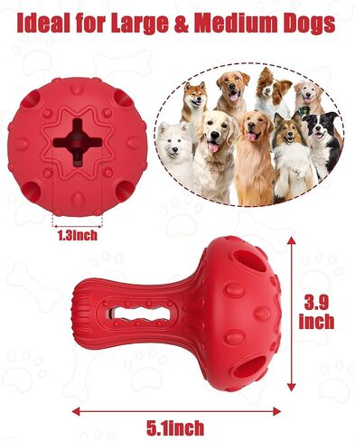 Dog Chew Toys for Aggressive Chewers, Rubber Treat Dispensing Stimulation Toy to Keep Them Busy, Durable Interactive Enrichment Puzzle Toy for Medium Large Breed Dogs in Kuwait