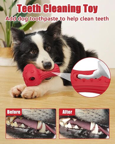 Dog Chew Toys for Aggressive Chewers, Rubber Treat Dispensing Stimulation Toy to Keep Them Busy, Durable Interactive Enrichment Puzzle Toy for Medium Large Breed Dogs in Kuwait