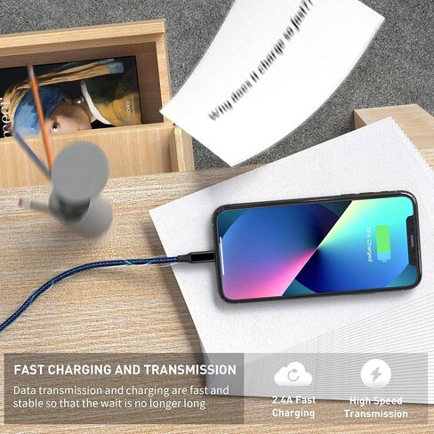 MenoSupp MFi Certified iPhone Charger Lightning Cable 3 Pack 10ft Nylon Braided Cable iPhone Charger Fast Charging Cord Compatible with iPhone 14 13 12 11 Pro Max XR XS X 8 7 6 Plus SE and More in Kuwait