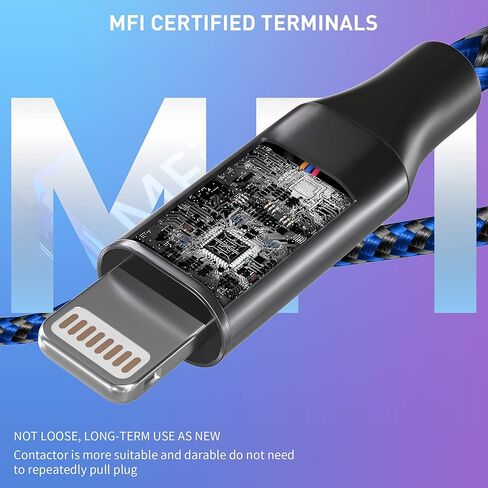 MenoSupp MFi Certified iPhone Charger Lightning Cable 3 Pack 10ft Nylon Braided Cable iPhone Charger Fast Charging Cord Compatible with iPhone 14 13 12 11 Pro Max XR XS X 8 7 6 Plus SE and More in Kuwait