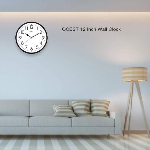ساعة حائط OCEST مقاس 12 بوصة - ساعة حائط تناظرية واي فاي - يتم ضبطها تلقائيًا - سهلة القراءة - ساعة حائط صامتة تعمل بالبطارية لغرفة المعيشة وغرفة النوم والمكتب والمطبخ in Kuwait