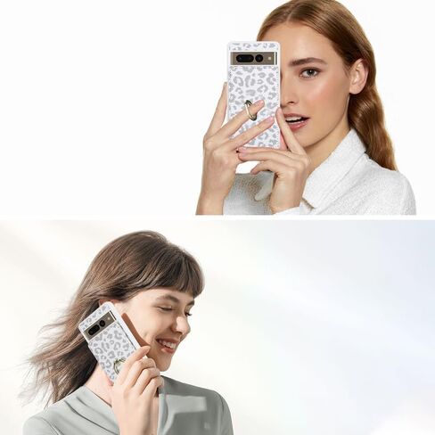 حافظة لهاتف Google Pixel 7 Pro مع حامل بطاقة، حافظة Pixel 7 Pro للنساء، حامل بطاقة الائتمان، حامل حلقي، حافظات محفظة هاتف لطيفة 6.7 بوصة (أبيض ليوبارد) in Saudi Arabia