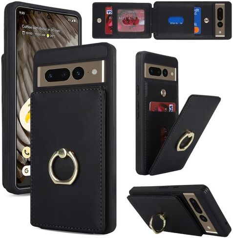 حافظة لهاتف Google Pixel 7 Pro مع حامل بطاقة، حافظة Pixel 7 Pro للنساء، حامل بطاقة الائتمان، حامل حلقي، حافظات محفظة هاتف لطيفة 6.7 بوصة (أبيض ليوبارد) in Saudi Arabia