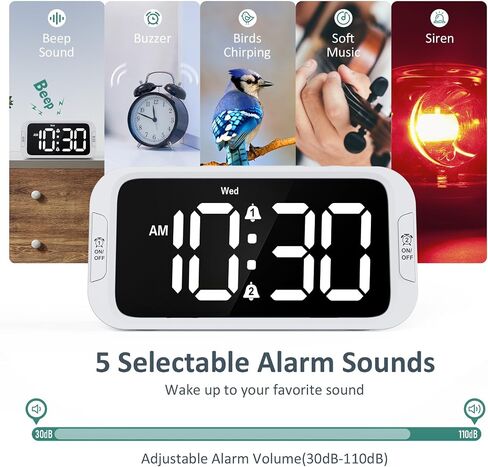 Digital Dual Alarm Clock for Bedroom: RGB Electric Clock with USB Charger for Kids Teens - Dimmable Clock with Weekday Weekend Mode for Bedside Desk in Kuwait