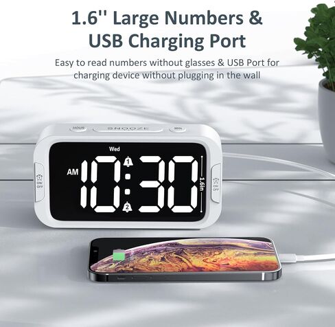 Digital Dual Alarm Clock for Bedroom: RGB Electric Clock with USB Charger for Kids Teens - Dimmable Clock with Weekday Weekend Mode for Bedside Desk in Kuwait