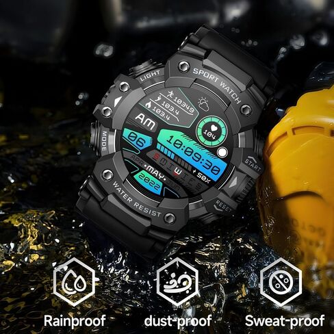 Military Smart Watch for Men with LED Flashlight,1.32"HD Screen Rugged Smart Watch,Call Receive/Dial,Compass,Waterproof Sports Fitness Tracker Tactical Smartwatch for iPhone Android in Saudi Arabia
