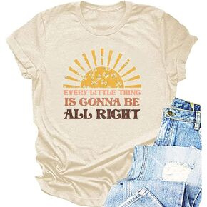 Every Little Thing is Gonna Be Alright Shirt Women Country Music Shirts Hippie T Shirt Inspirational Tee Top