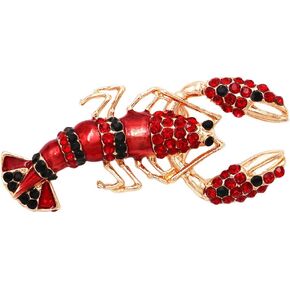 Rosemarie & Jubalee Women's Whimsical Crystal Enamel Lobster Statement Brooch Lapel Pin, 2"