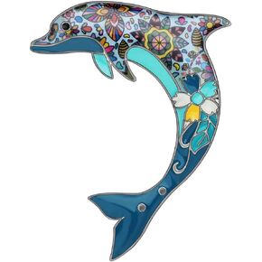 DUOWEI Cute Floral Enamel Dolphin Brooch Dainty Dolphin Pin Clothes Scarf Decoration for Women Girl Jewelry Gifts