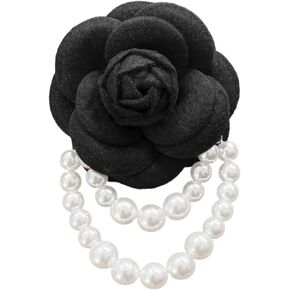Camellia Flower Pearl Tassel Corsage Brooch Pin - Superior Artificial Wool Fabric Flower Corsage for Women Men Wedding Engagement Formal Jewelry