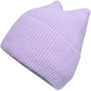 Women Cat Ear Beanie Hat Knit Crochet Cuff Hats Autumn Winter Outdoor Ski Skull Beanie Caps