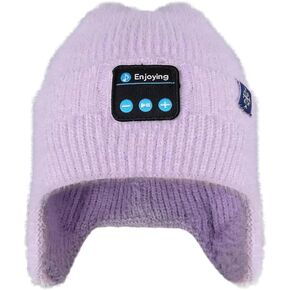 SYPVRY Bluetooth Beanie Earflap Winter Hat Headphones Wireless Bluetooth Knit Beanie Speaker Hat Women Men