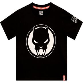 Marvel Black Panther Boys' T-Shirt Black Size 7