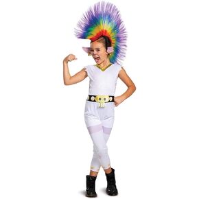 Queen Barb Trolls Costume, Trolls World Tour Rainbow Barb Costume for Kids with Headpiece