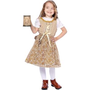 Oktoberfest Beer Kid Girls Costume Traditional German Fraulein Bavarian Dirndl Dress 3 Piece Child Gretel Dress Girls