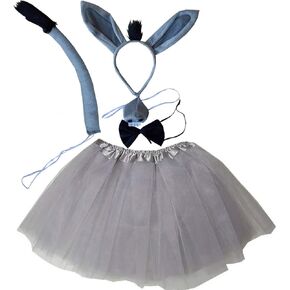 Kirei Sui Kids Animal Donkey Ears Headband Bowtie Tail Nose & Tutu Costume
