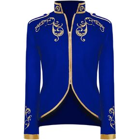 IWEMEK Men Prince Charming Costume Palace Prince Gold Embroidered Jacket Suit Court Uniform Cosplay Officer Medieval Costume