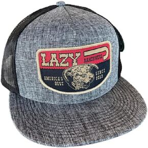 LazyJ Baseball Cap Baseball Hat Lazy J Ranch Wear Charcoal & Black 4" America's Best Patch Cap