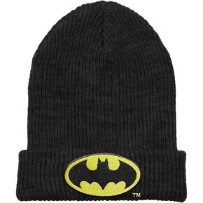 قبعة صغيرة مطوية بشعار باتمان الكلاسيكي المطرز من Warner Bros للرجال الصغار، باللون الأسود in Kuwait