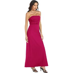 Women's Tube Maxi Long Dress Strapless Side Slit Halterneck Summer Dresses