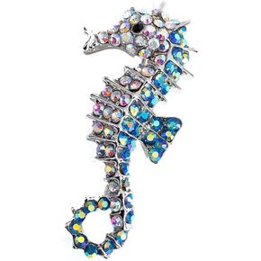 1 Pcs Seahorse Pin Brooch Animal Ocean Seahorse Brooch Crystal Rhinestone for Skirt Denim Bag Accessories